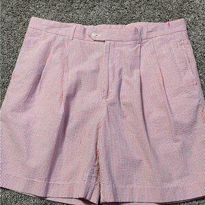 Fairway & Greene Golf Shorts‎ Mens Blue/Orange Plaid Size 38 Cotton Pockets